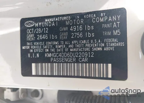2013 Hyundai Genesis 3.8 z USA, uszkodzony, nr VIN KMHGC4DD6DU220912